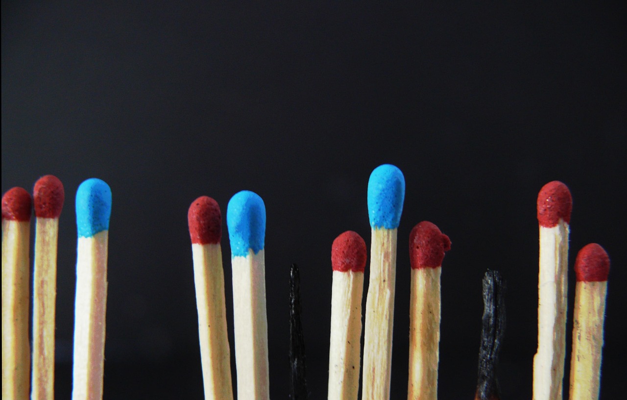 Burnt matchsticks -- a visual metaphor for small business owner burnout